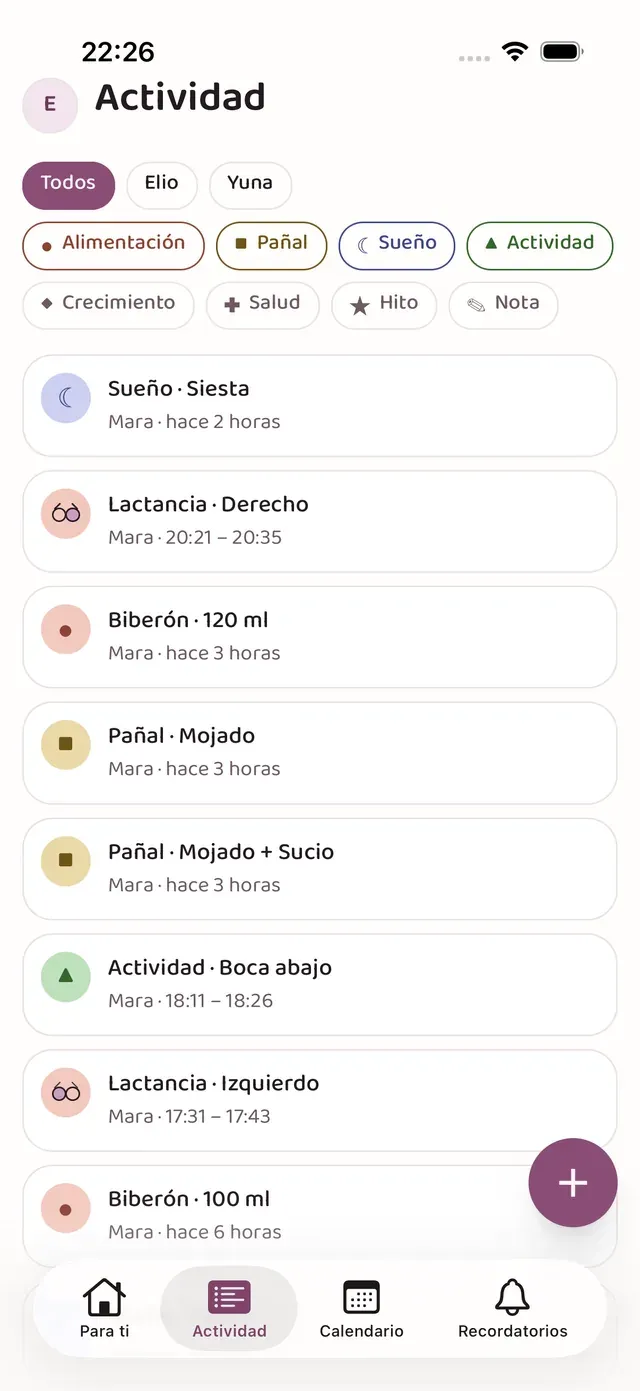 El registro de actividad compartido de lindly en un teléfono