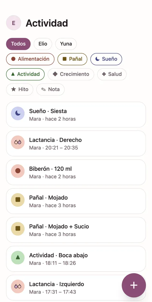 El registro de actividad compartido de lindly en un teléfono