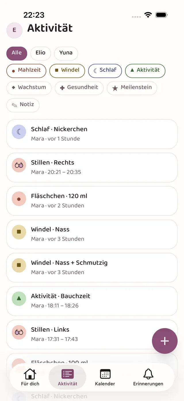 Das geteilte lindly-Aktivitätsprotokoll auf einem Handy