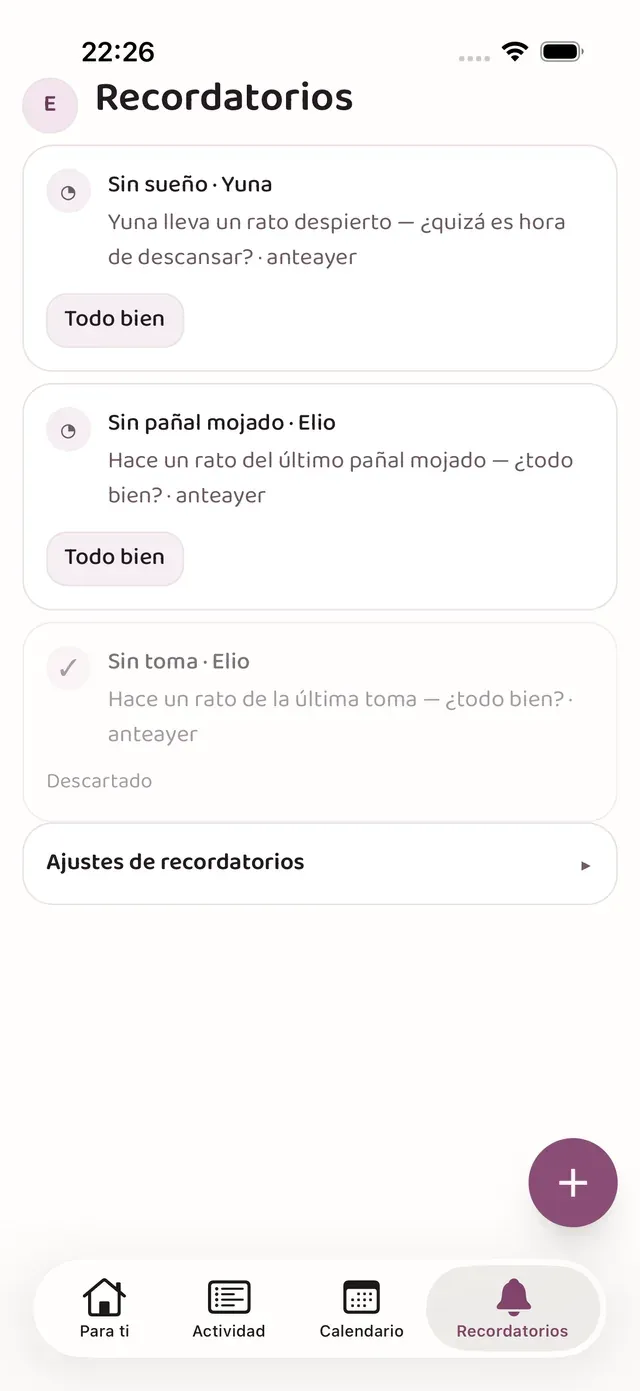 Avisos suaves, nunca alarmas — lindly